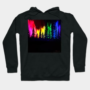 Rinbow aurora and forest Hoodie